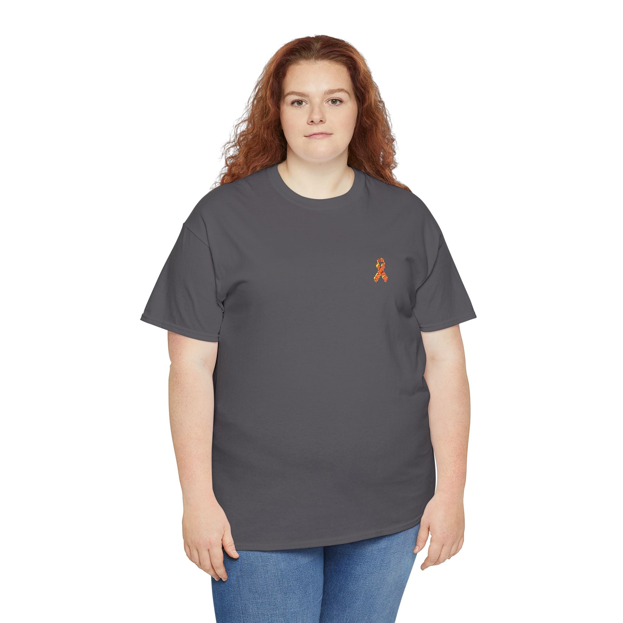 Unisex Shirt - gestickte Krebsschleife Orange -  50% vom Gewinn spende ich gemeinnützig