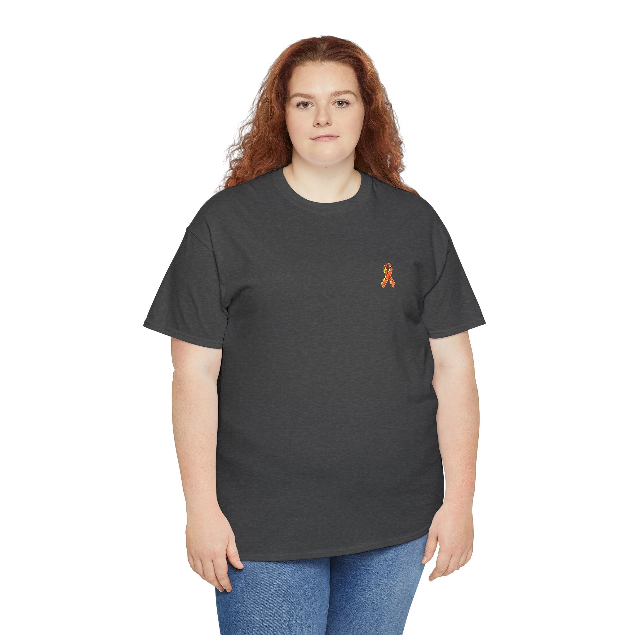 Unisex Shirt - gestickte Krebsschleife Orange -  50% vom Gewinn spende ich gemeinnützig
