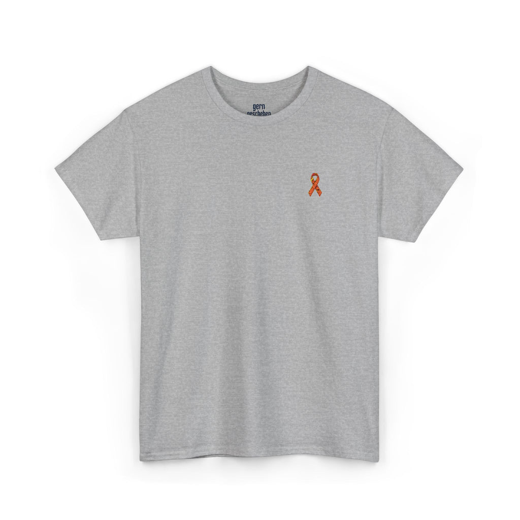 Unisex Shirt - gestickte Krebsschleife Orange -  50% vom Gewinn spende ich gemeinnützig