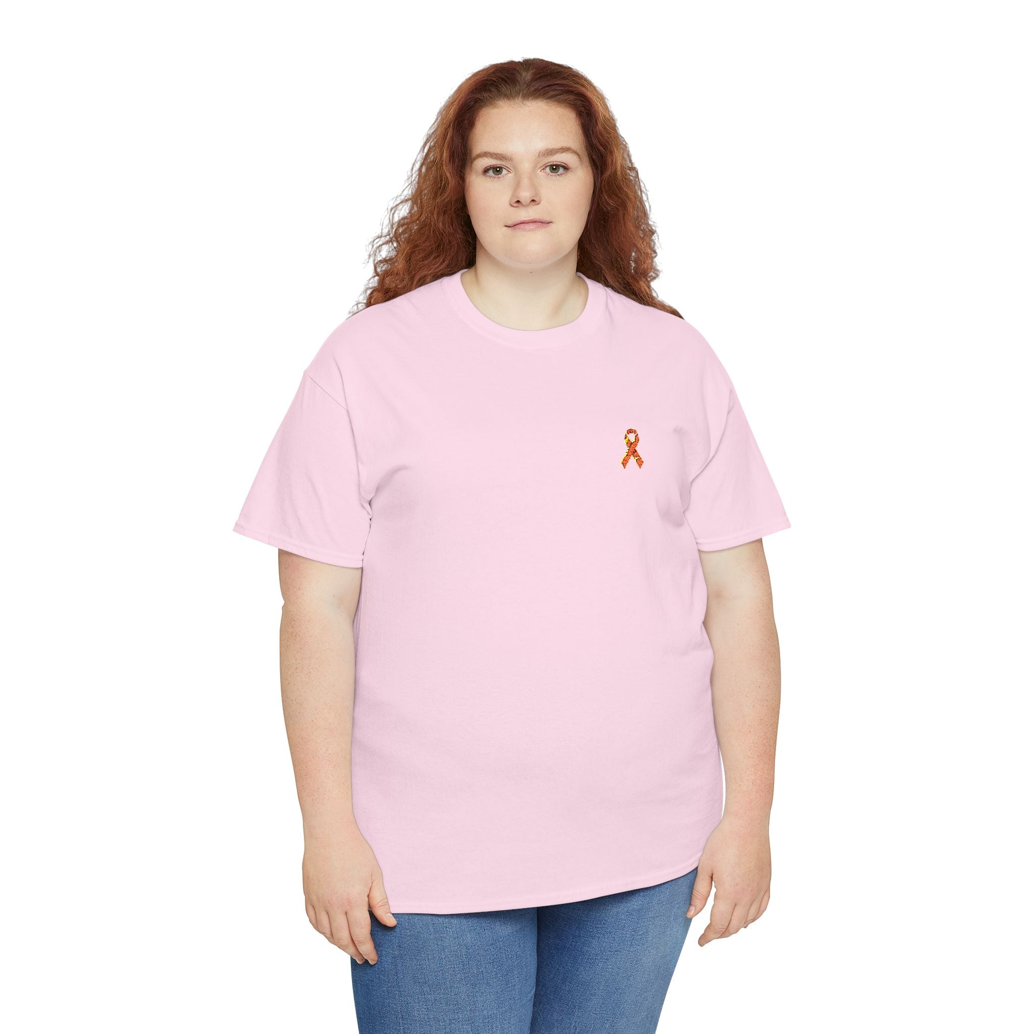 Unisex Shirt - gestickte Krebsschleife Orange -  50% vom Gewinn spende ich gemeinnützig