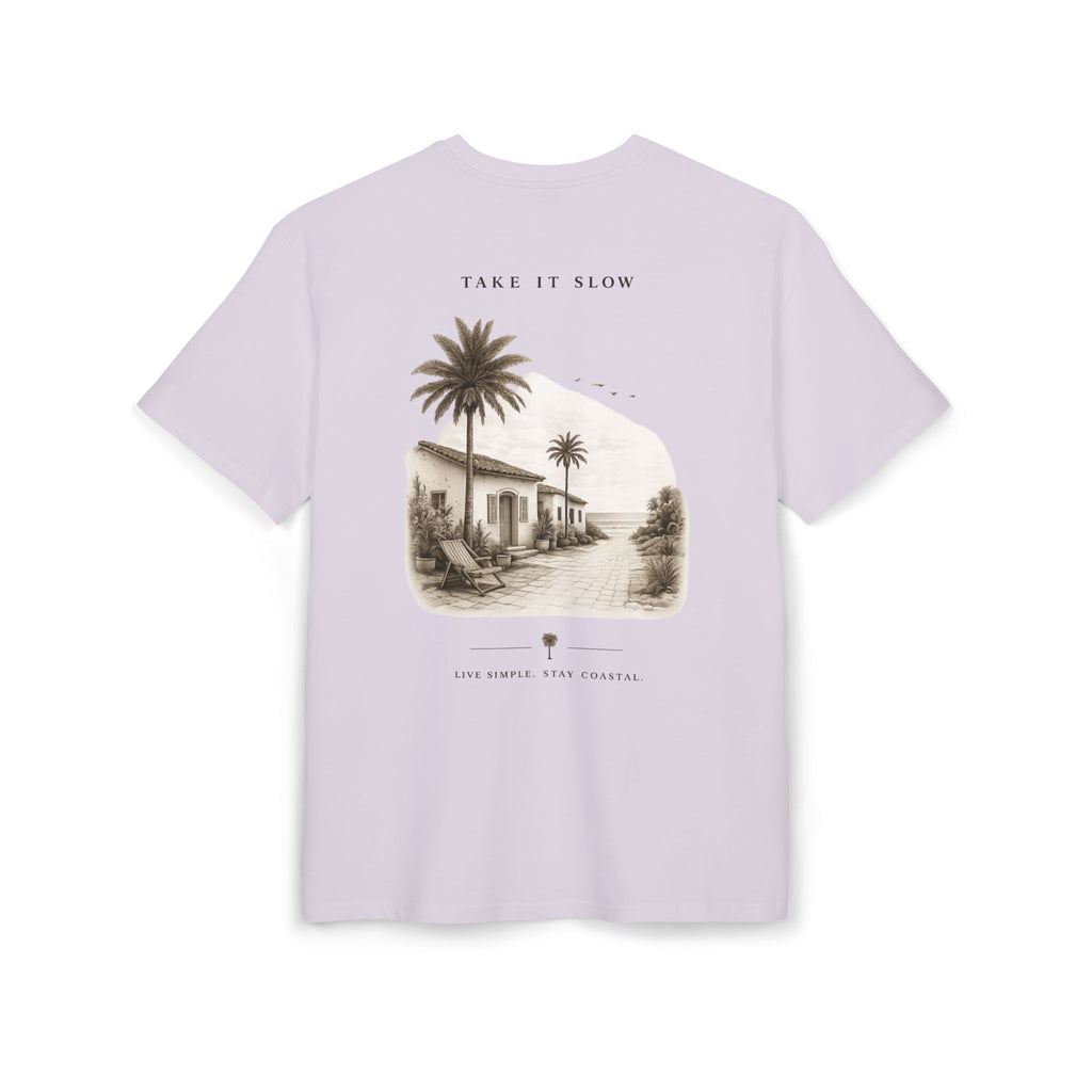 Oversize Tee — 'Take It Slow' Vintage Beach Palm Graphic