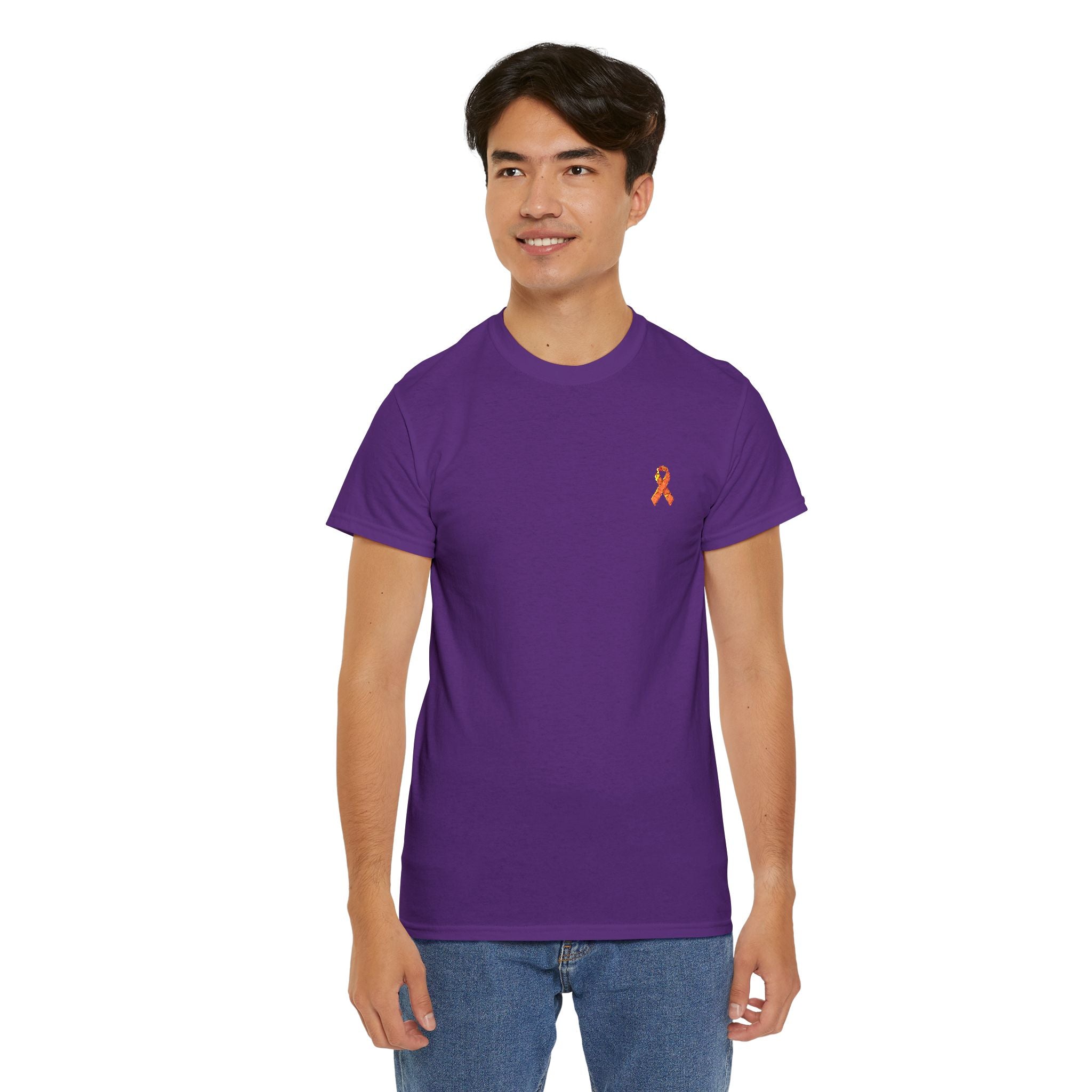 Unisex Shirt - gestickte Krebsschleife Orange -  50% vom Gewinn spende ich gemeinnützig