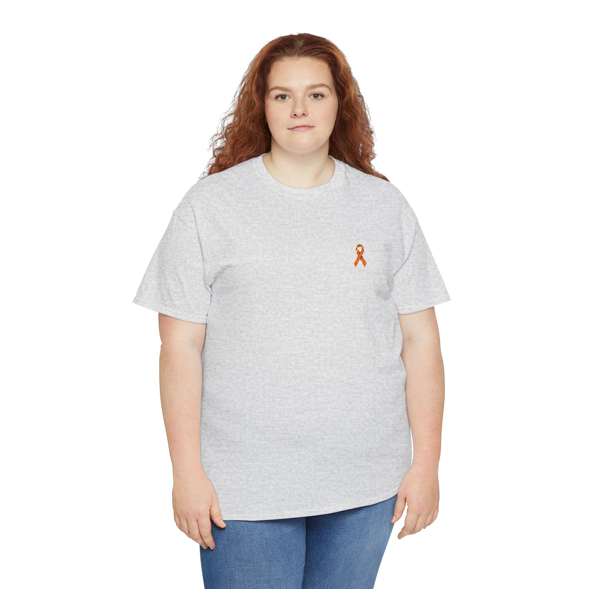 Unisex Shirt - gestickte Krebsschleife Orange -  50% vom Gewinn spende ich gemeinnützig