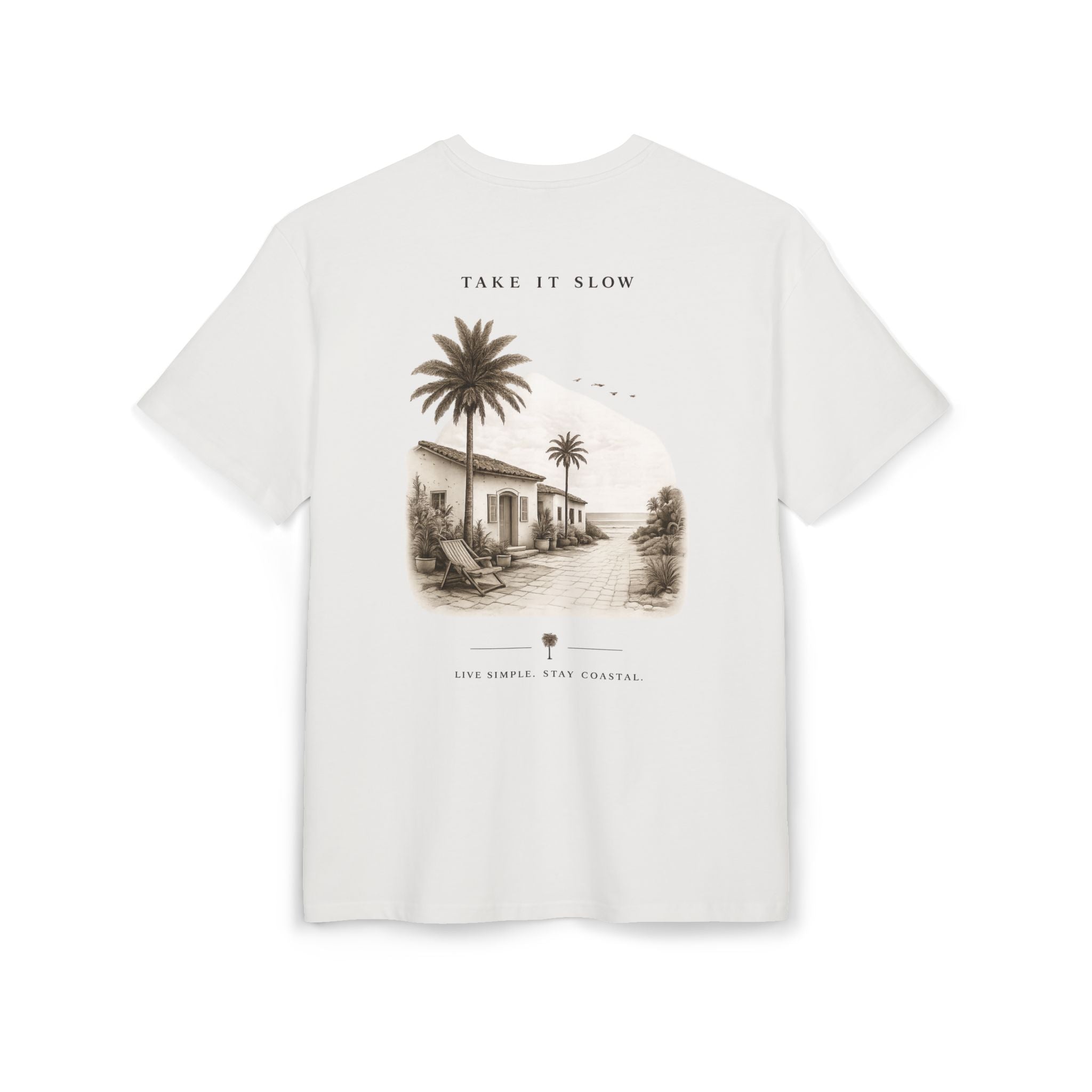 Oversize Tee — 'Take It Slow' Vintage Beach Palm Graphic