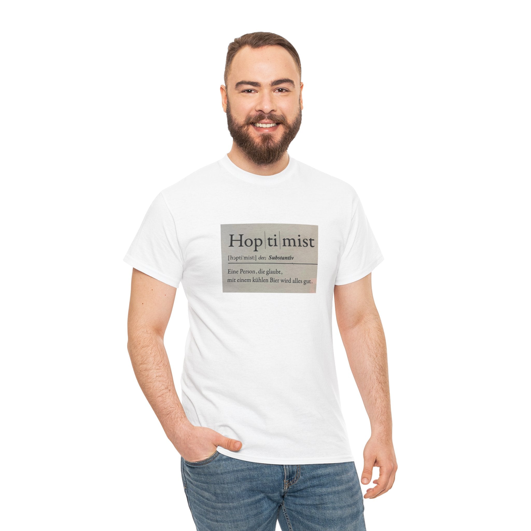 Hop ti mist Vintage Text Tee — Minimal German Phrase Shirt