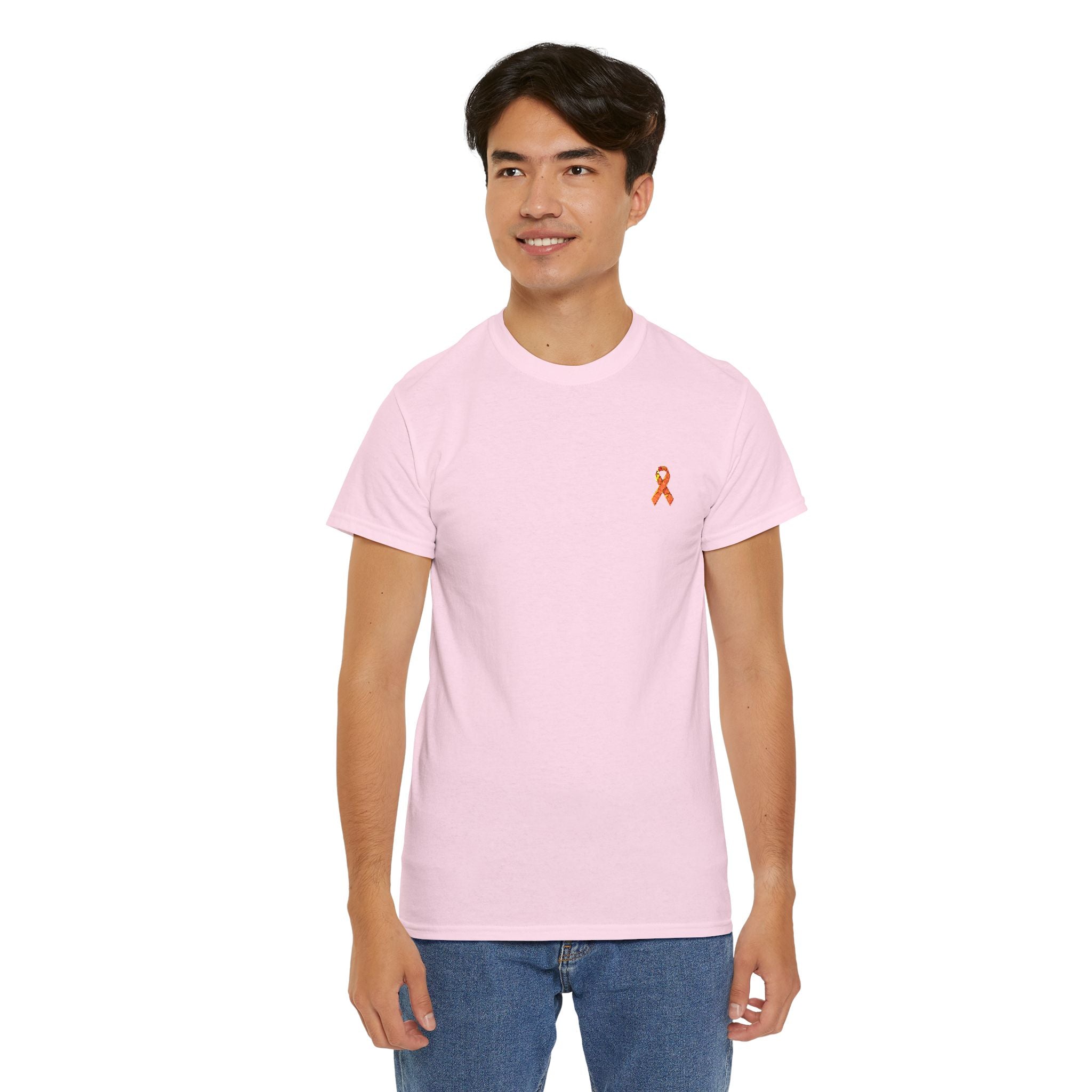 Unisex Shirt - gestickte Krebsschleife Orange -  50% vom Gewinn spende ich gemeinnützig