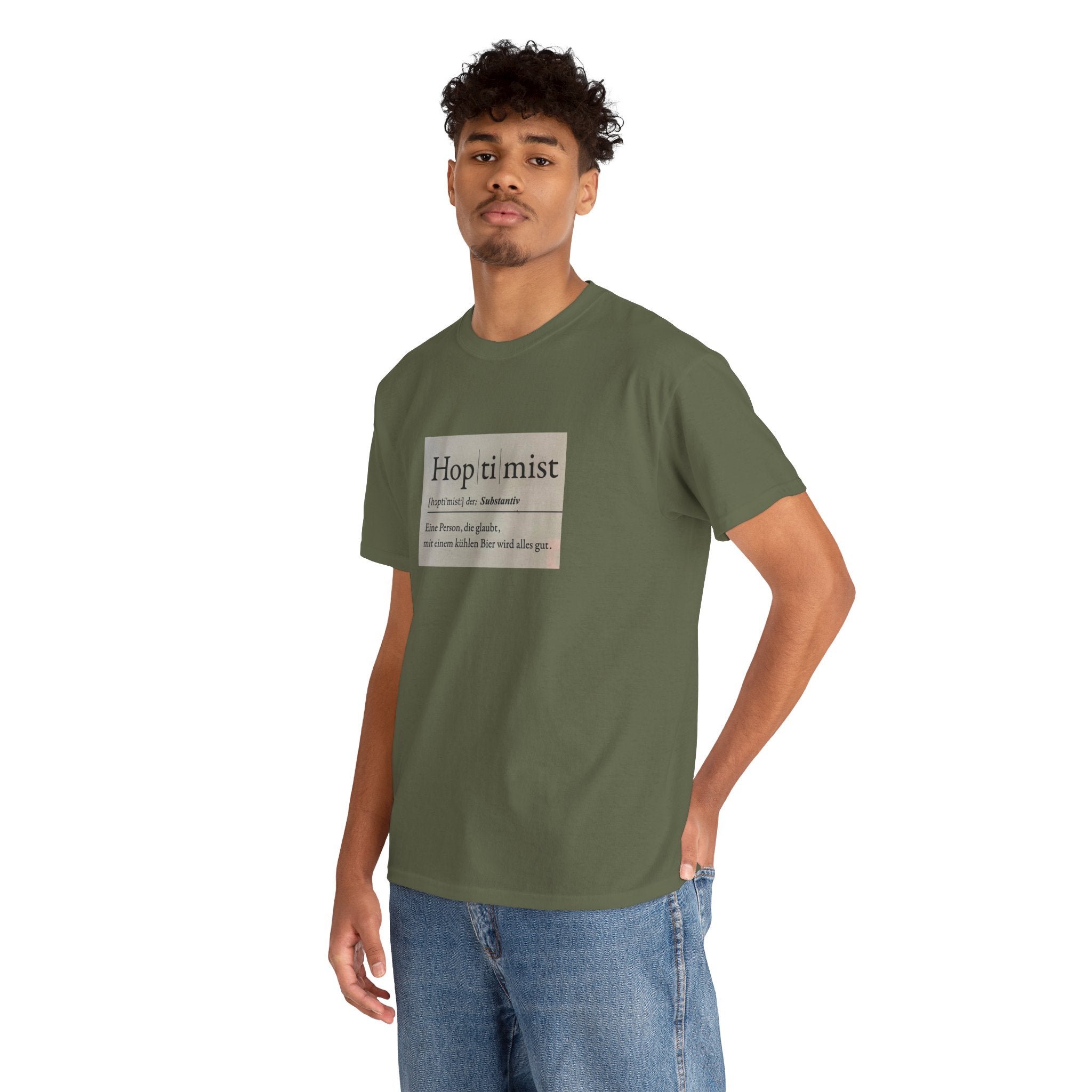 Hop ti mist Vintage Text Tee — Minimal German Phrase Shirt