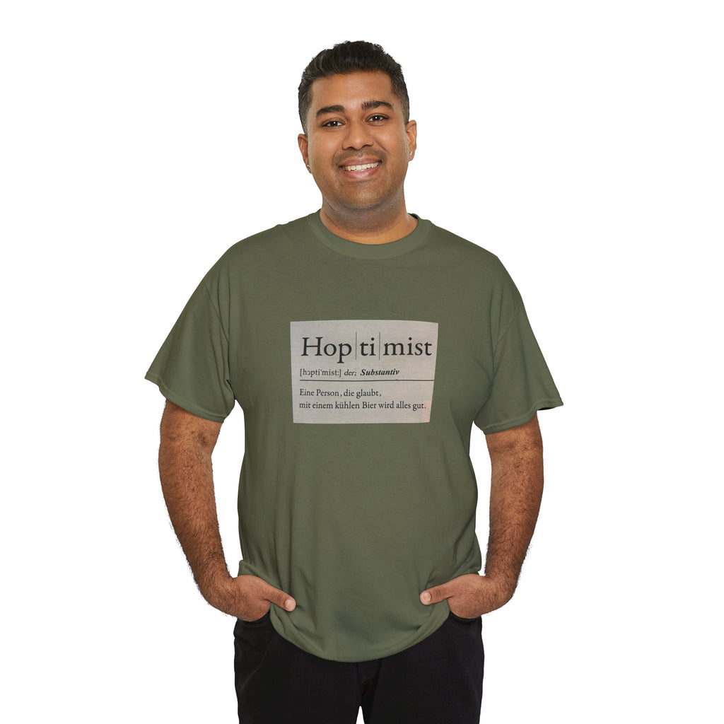 Hop ti mist Vintage Text Tee — Minimal German Phrase Shirt