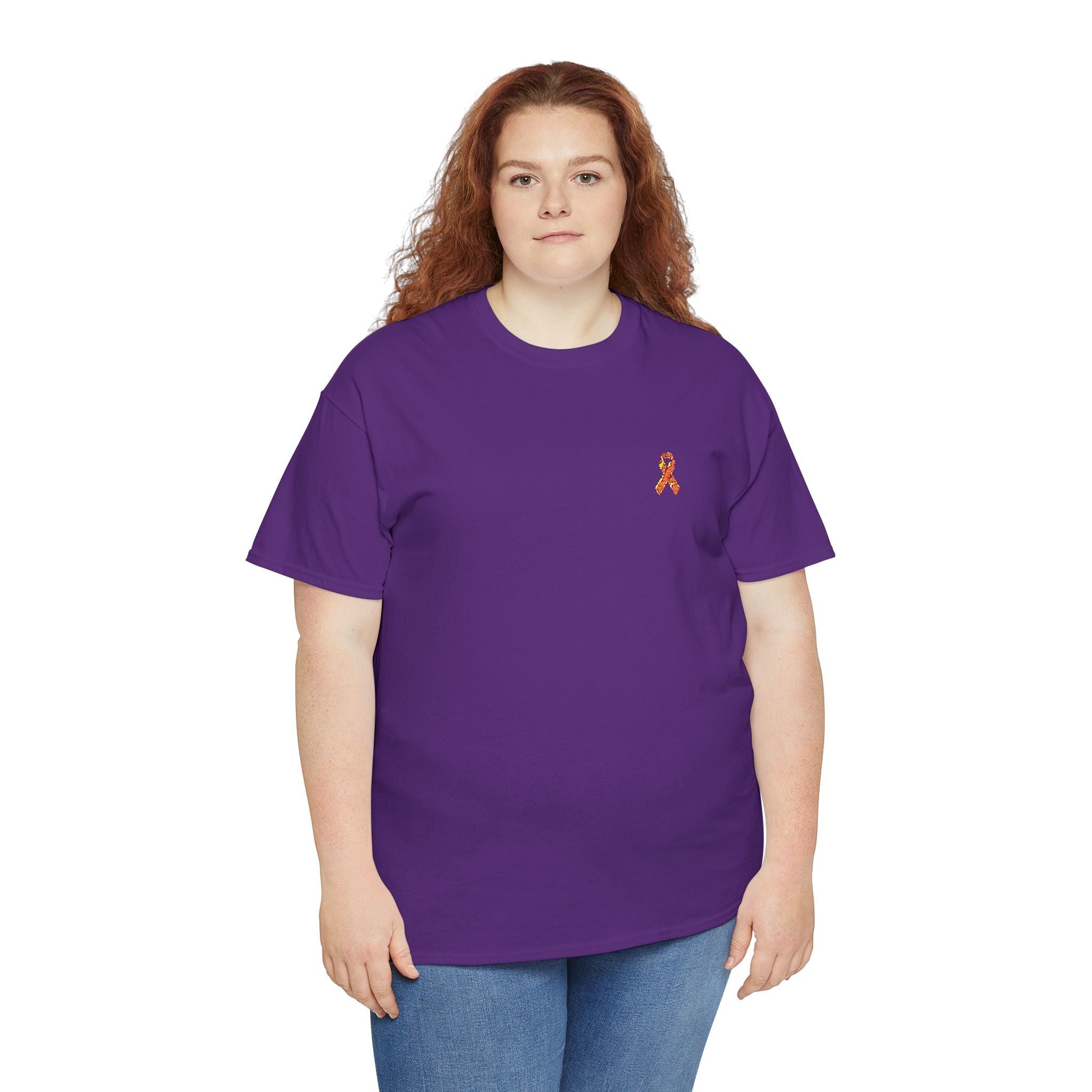 Unisex Shirt - gestickte Krebsschleife Orange -  50% vom Gewinn spende ich gemeinnützig