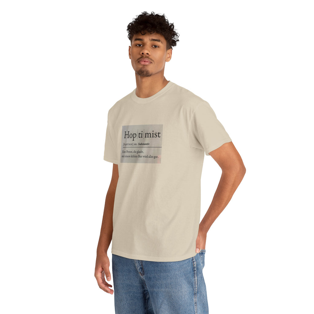 Hop ti mist Vintage Text Tee — Minimal German Phrase Shirt