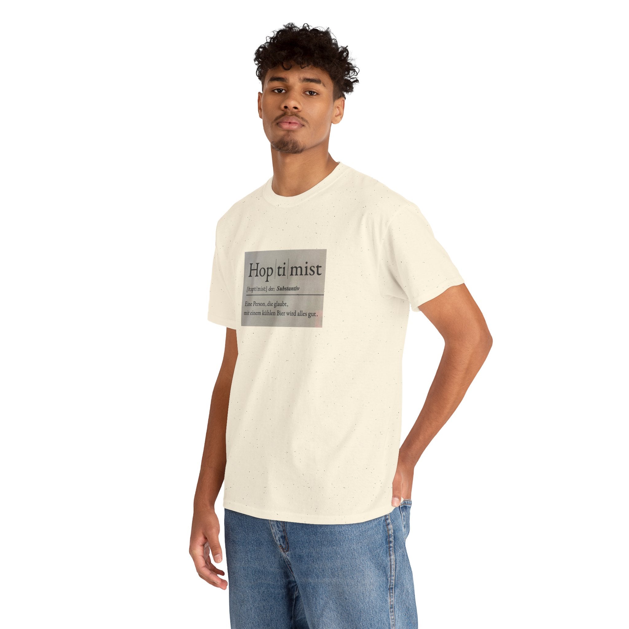 Hop ti mist Vintage Text Tee — Minimal German Phrase Shirt