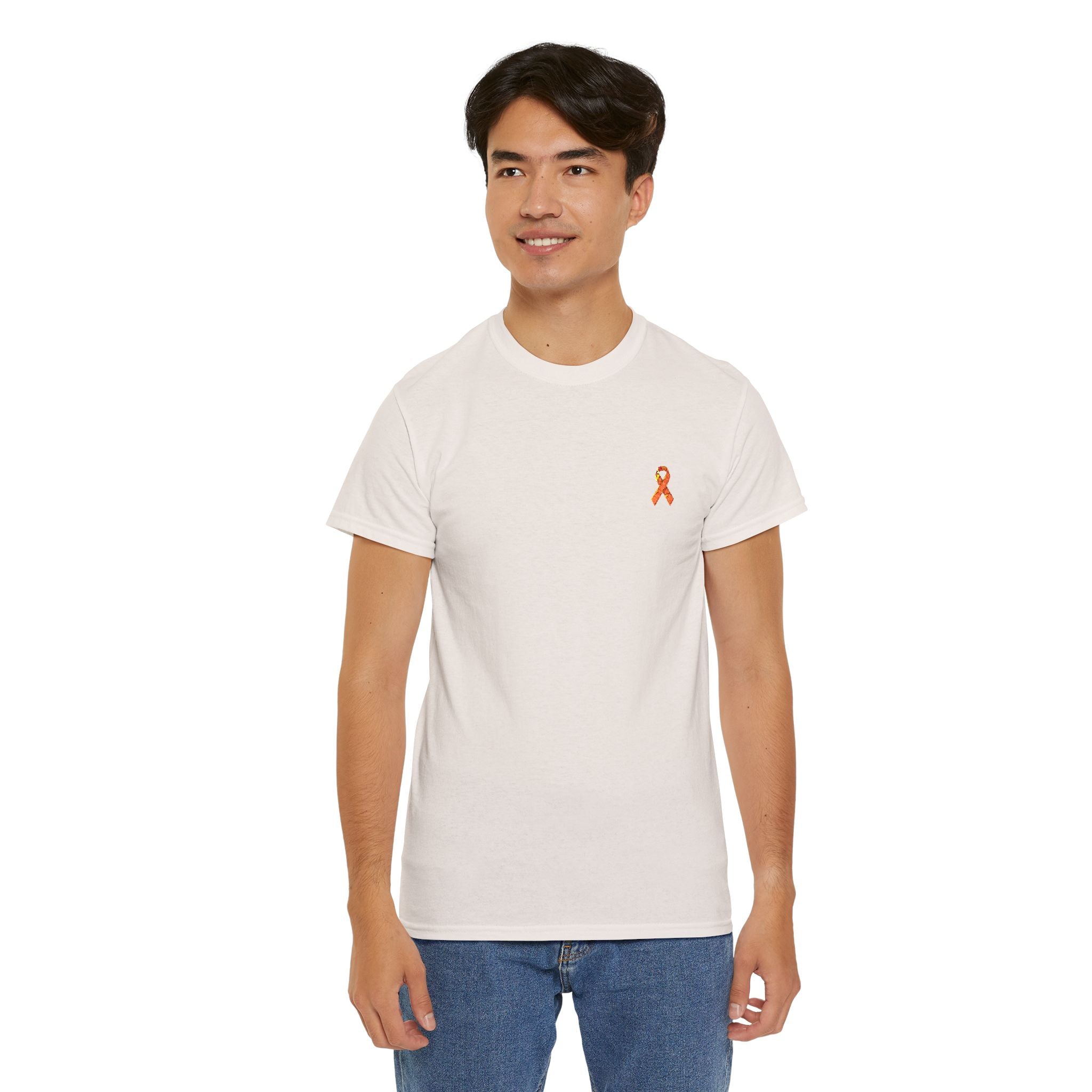 Unisex Shirt - gestickte Krebsschleife Orange -  50% vom Gewinn spende ich gemeinnützig