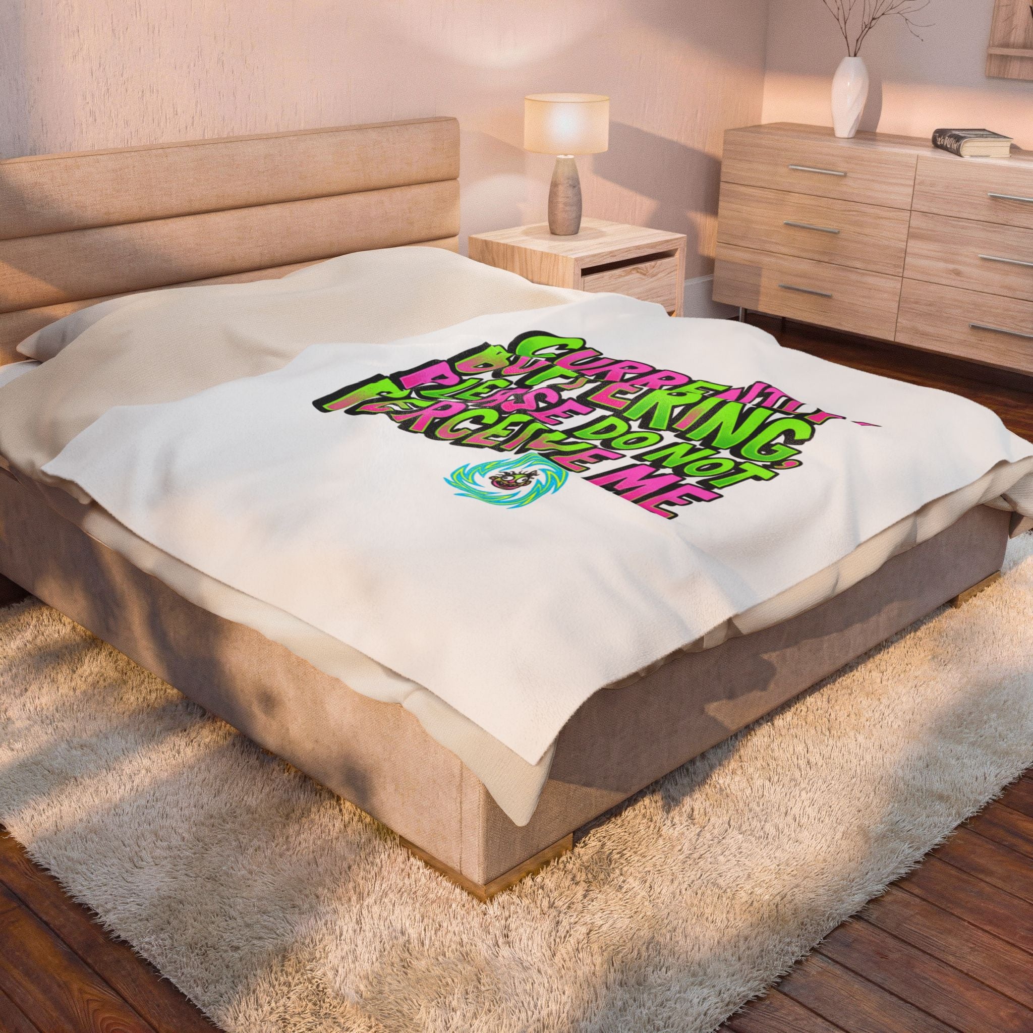 Currently Buffering Quote Velveteen Plush Blanket | meme-core, cringe-core vibes