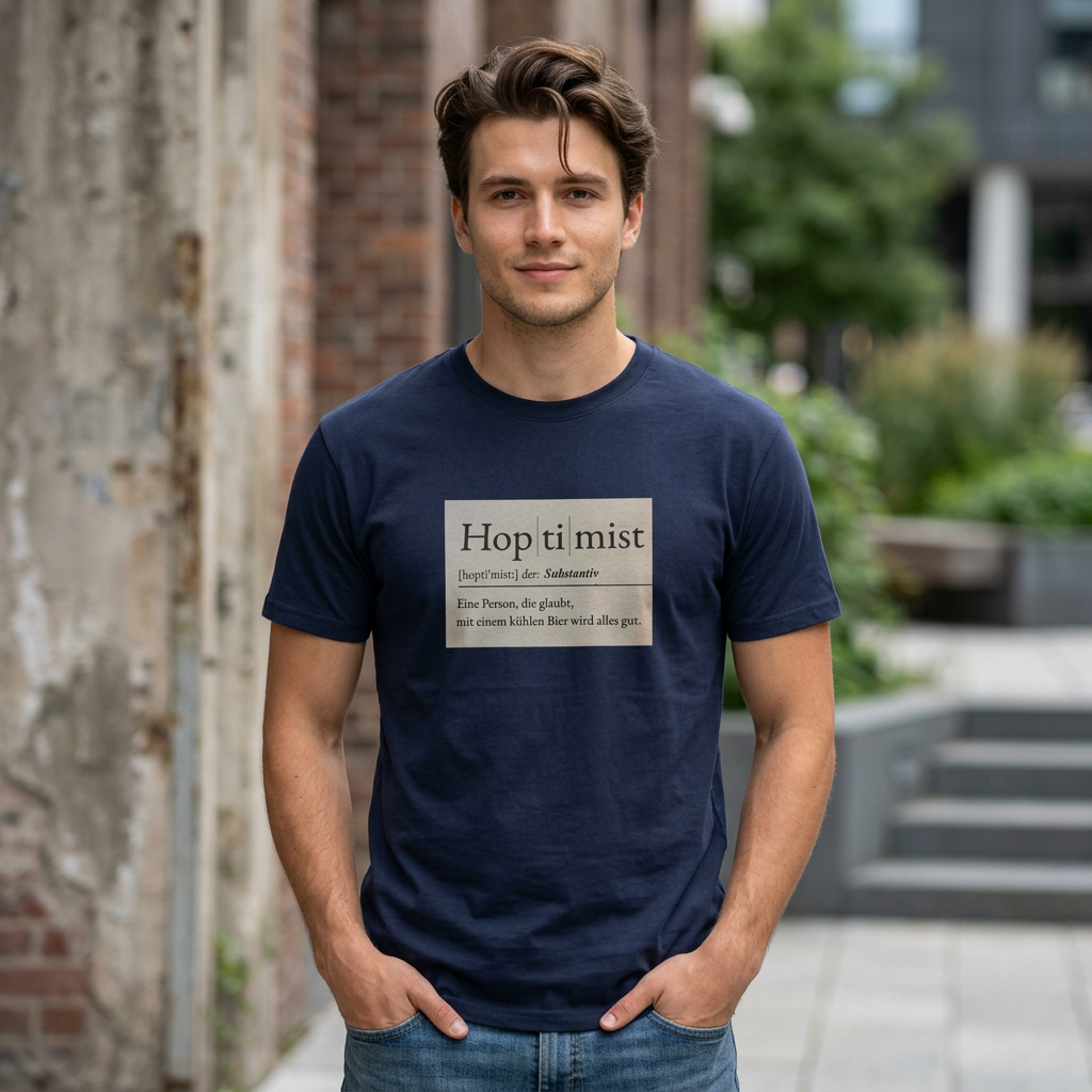 Hop ti mist Vintage Text Tee — Minimal German Phrase Shirt