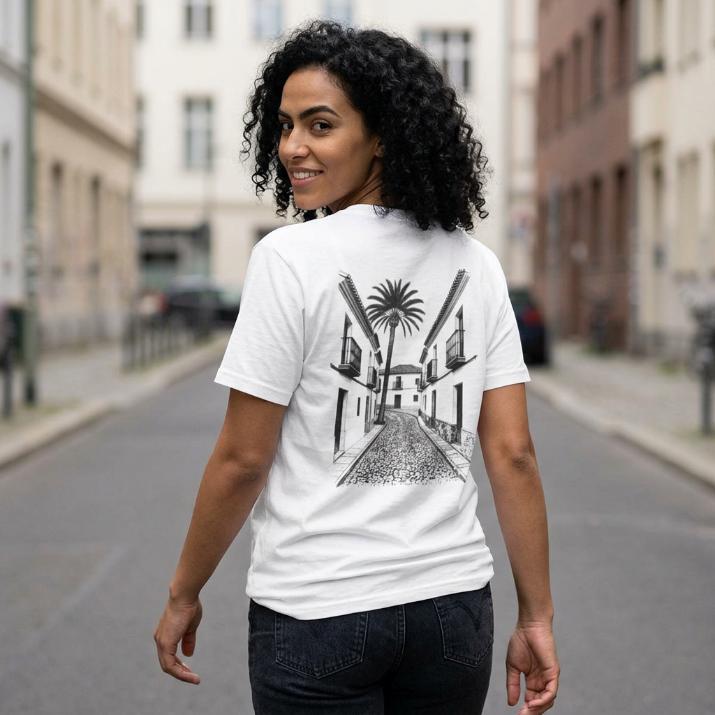 T-Shirt — Vintage Mediterranean Street Illustration Tee