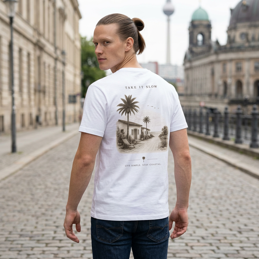 Oversize Tee — 'Take It Slow' Vintage Beach Palm Graphic