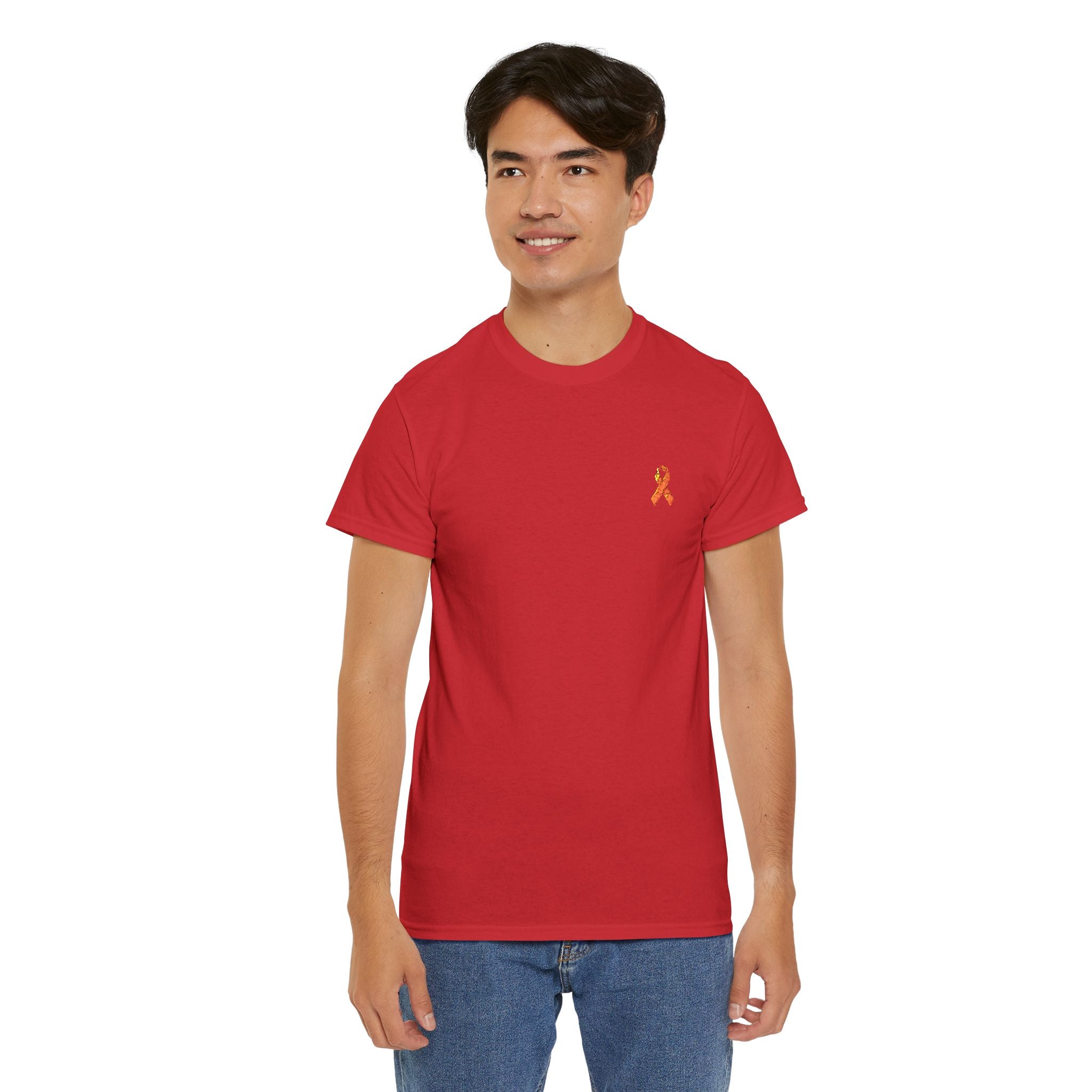 Unisex Shirt - gestickte Krebsschleife Orange -  50% vom Gewinn spende ich gemeinnützig