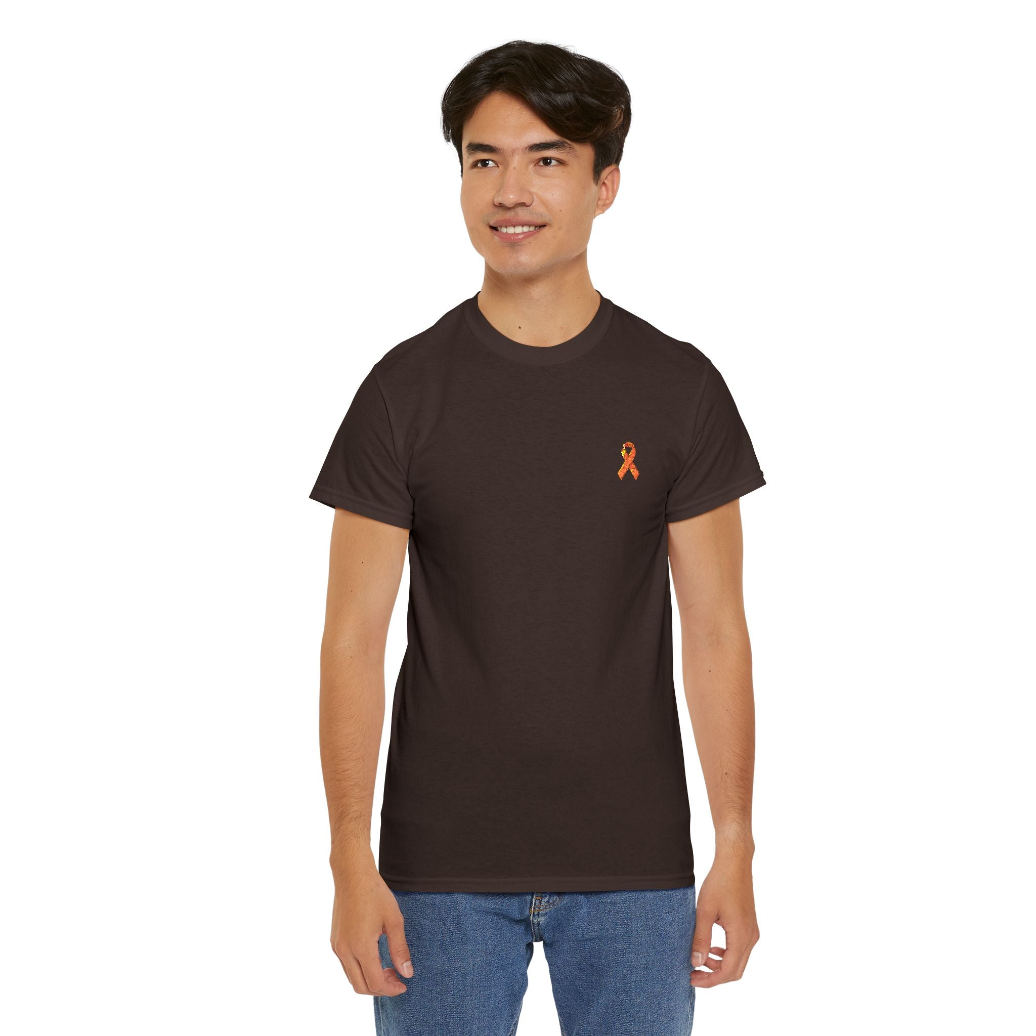 Unisex Shirt - gestickte Krebsschleife Orange -  50% vom Gewinn spende ich gemeinnützig