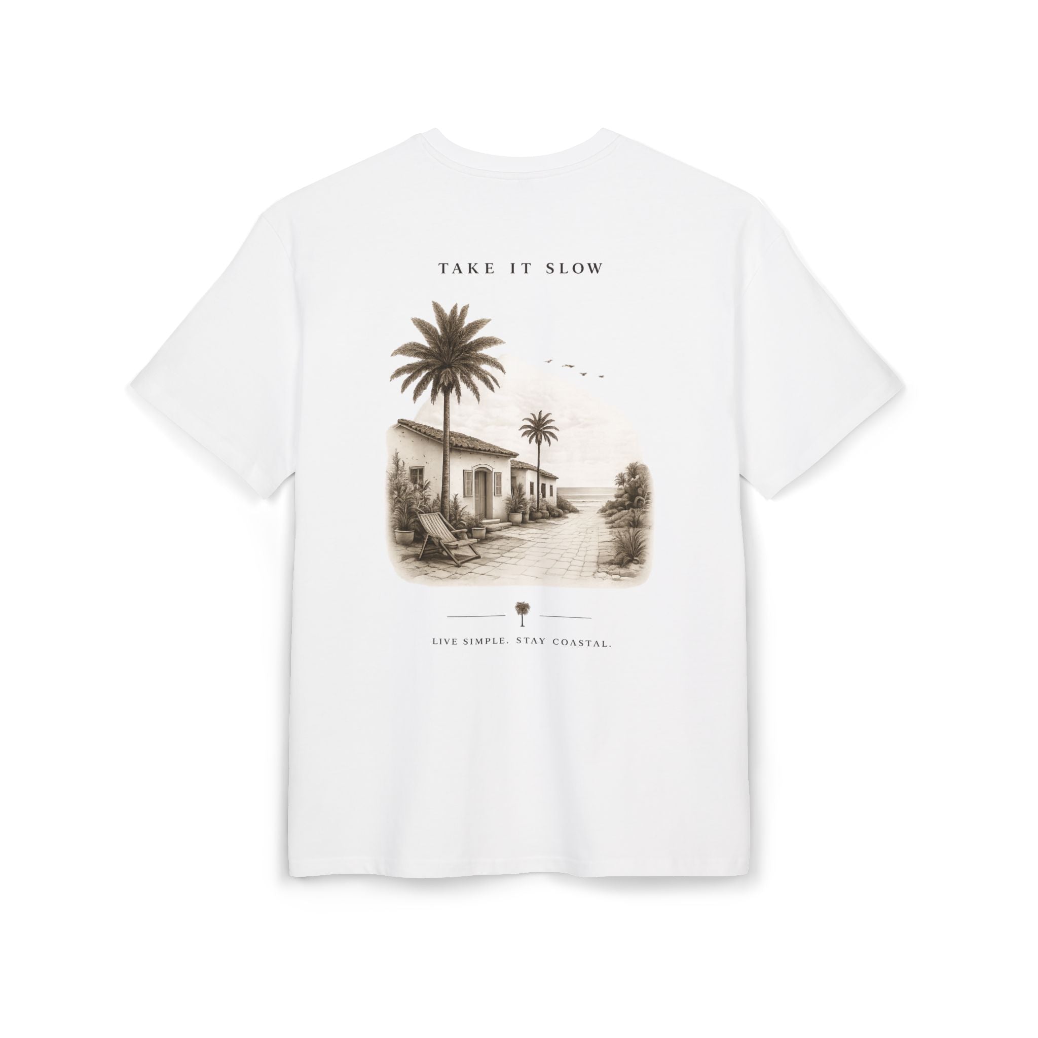 Oversize Tee — 'Take It Slow' Vintage Beach Palm Graphic