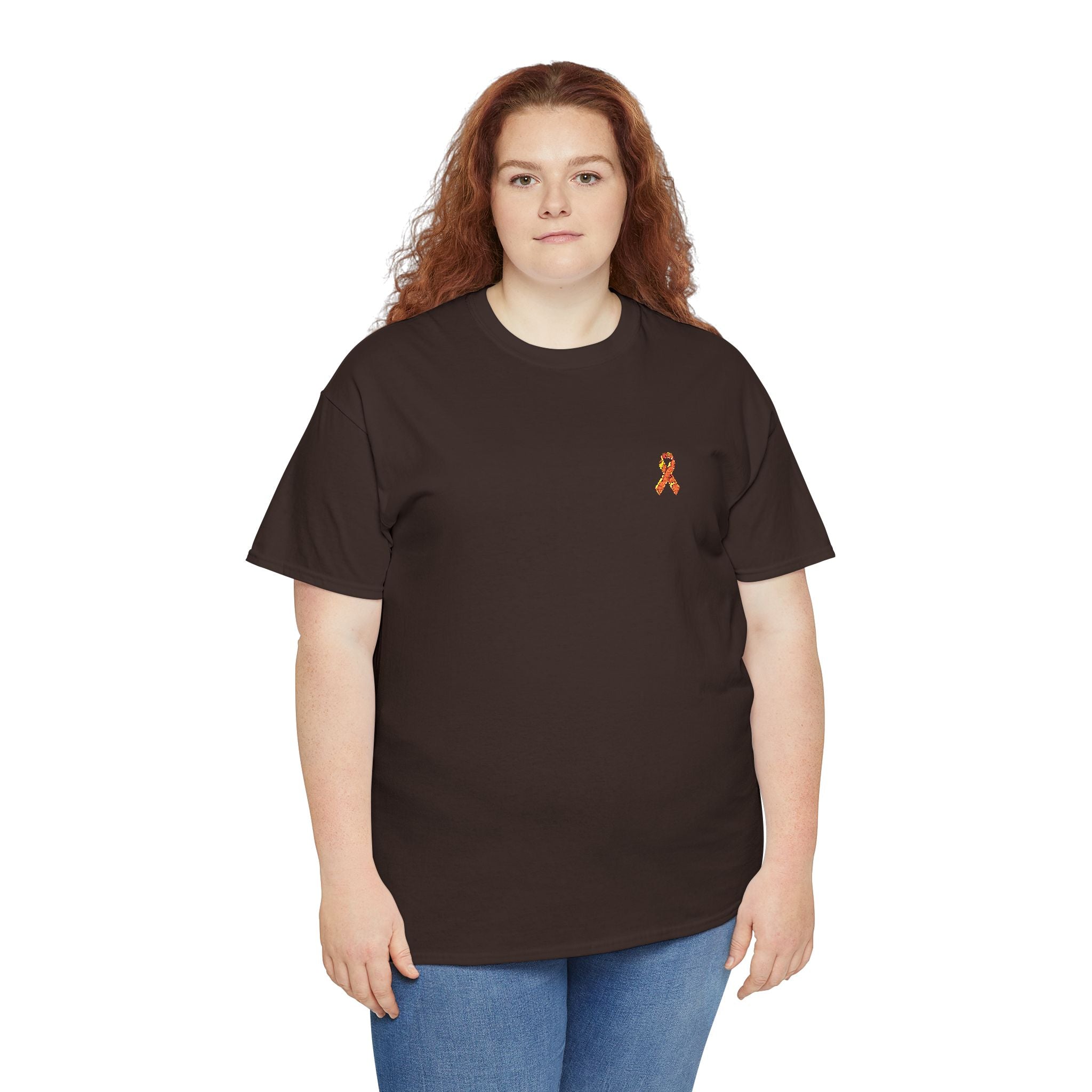 Unisex Shirt - gestickte Krebsschleife Orange -  50% vom Gewinn spende ich gemeinnützig