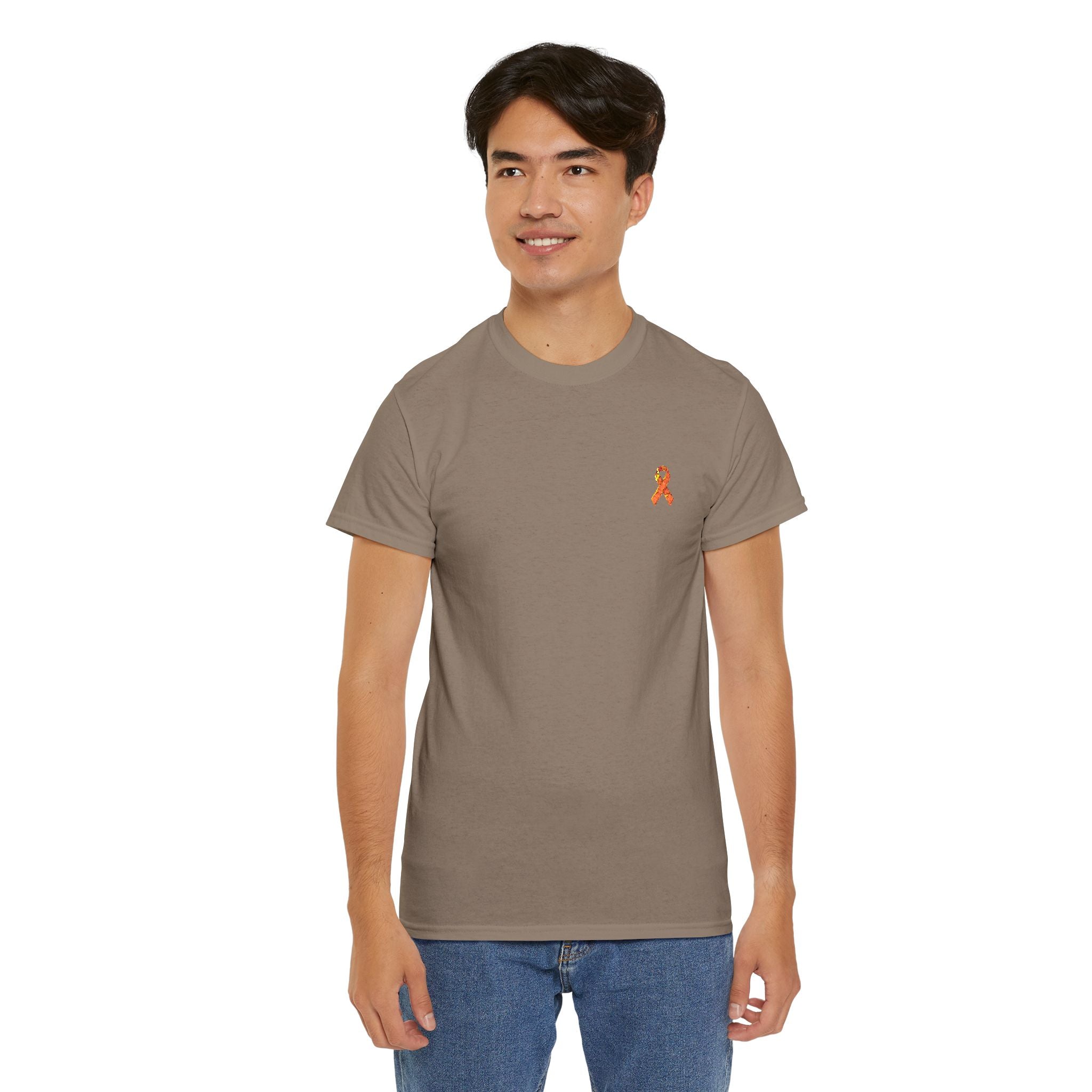 Unisex Shirt - gestickte Krebsschleife Orange -  50% vom Gewinn spende ich gemeinnützig