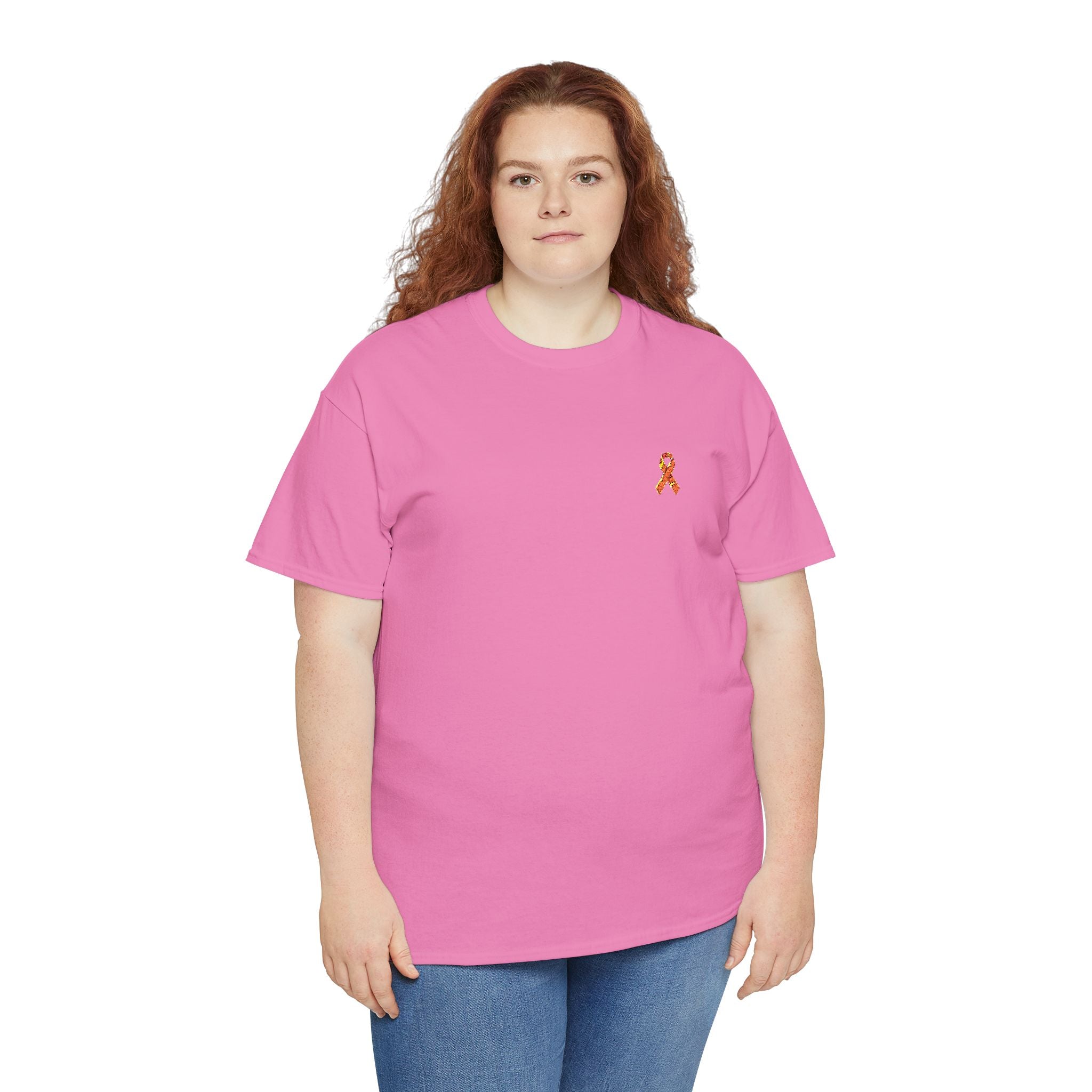 Unisex Shirt - gestickte Krebsschleife Orange -  50% vom Gewinn spende ich gemeinnützig