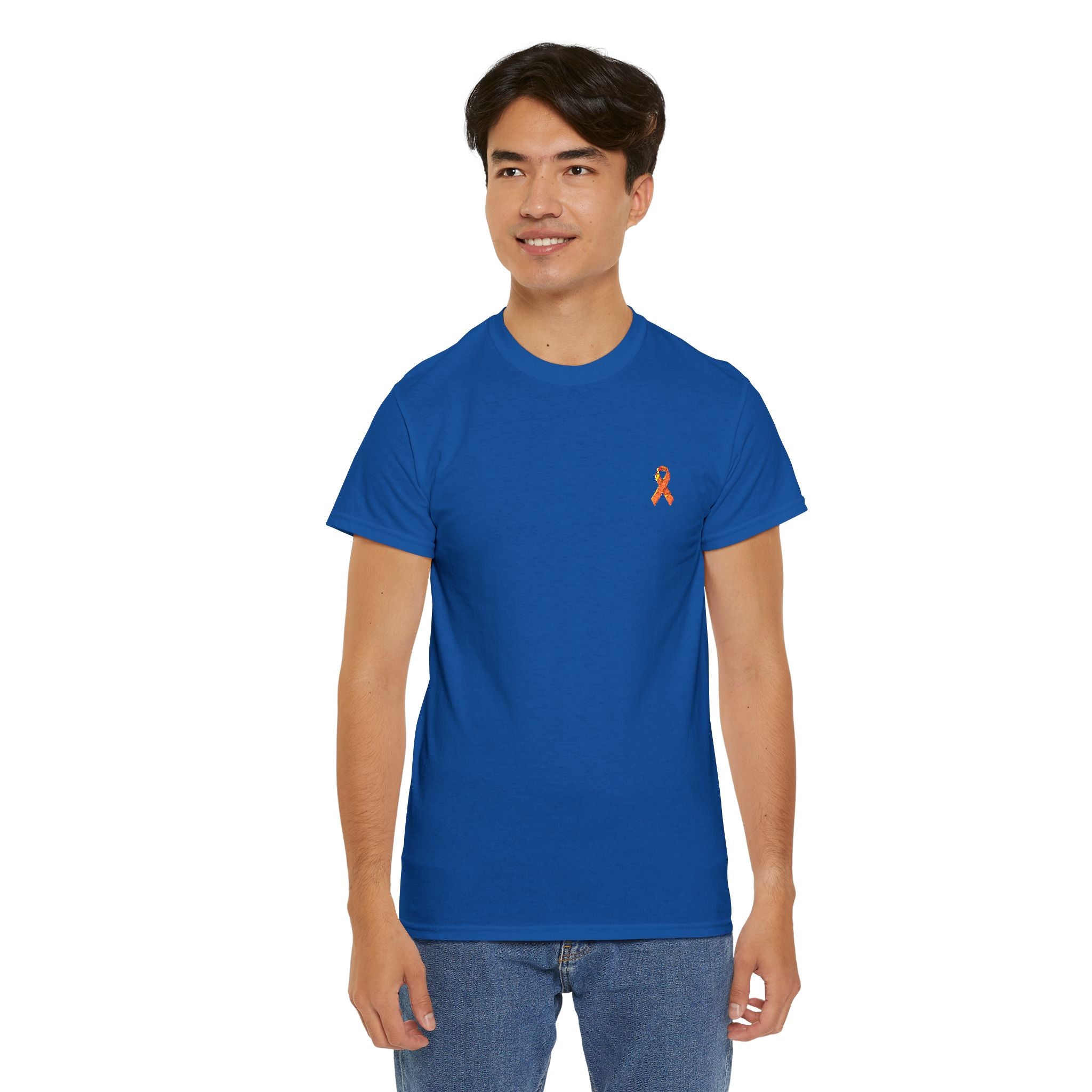 Unisex Shirt - gestickte Krebsschleife Orange -  50% vom Gewinn spende ich gemeinnützig