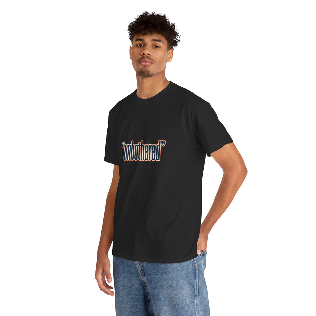 Unbothered Tee — Minimalist Graphic White T‑Shirt with “unbothered” Text