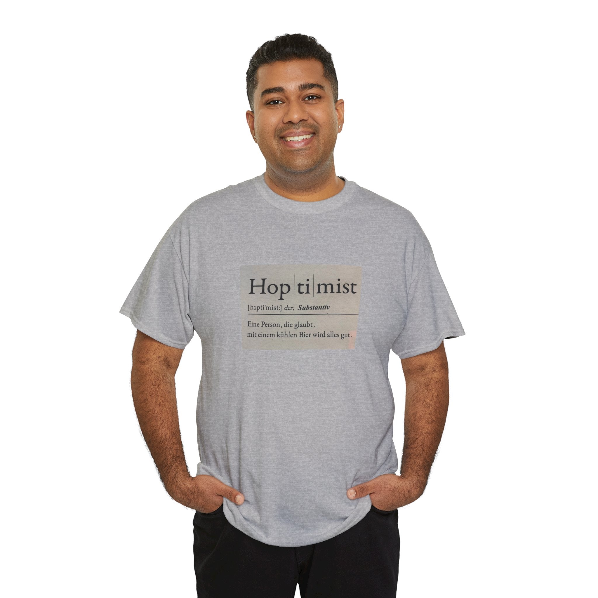 Hop ti mist Vintage Text Tee — Minimal German Phrase Shirt
