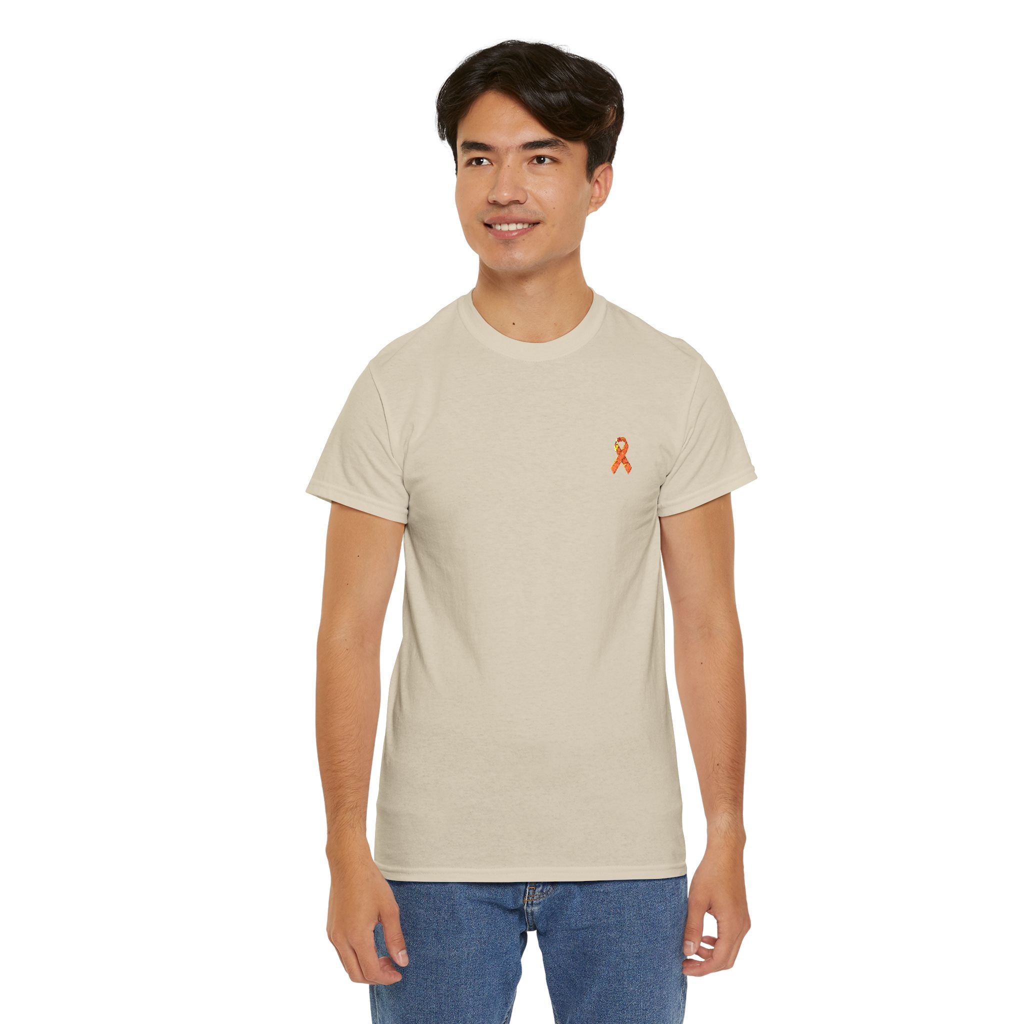Unisex Shirt - gestickte Krebsschleife Orange -  50% vom Gewinn spende ich gemeinnützig