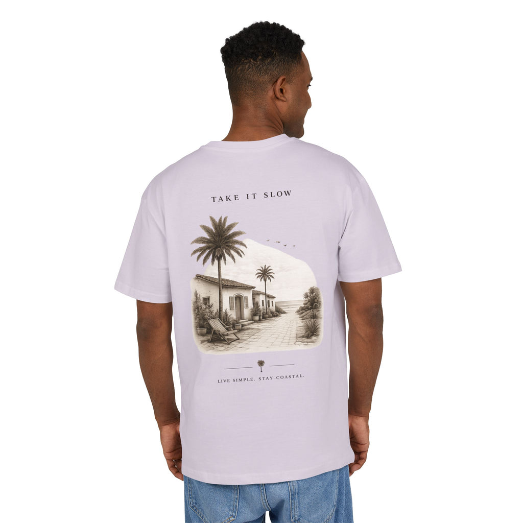 Oversize Tee — 'Take It Slow' Vintage Beach Palm Graphic
