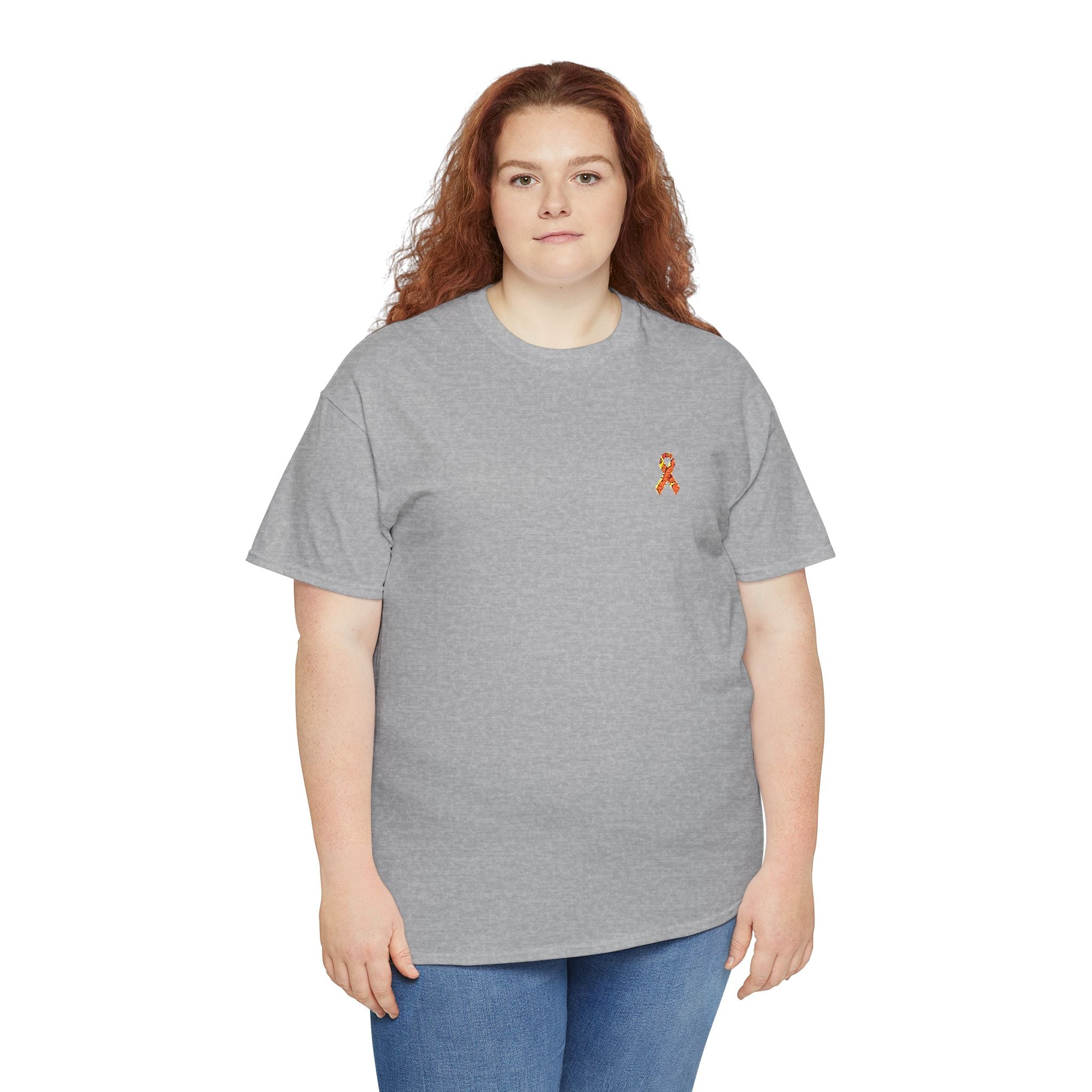 Unisex Shirt - gestickte Krebsschleife Orange -  50% vom Gewinn spende ich gemeinnützig