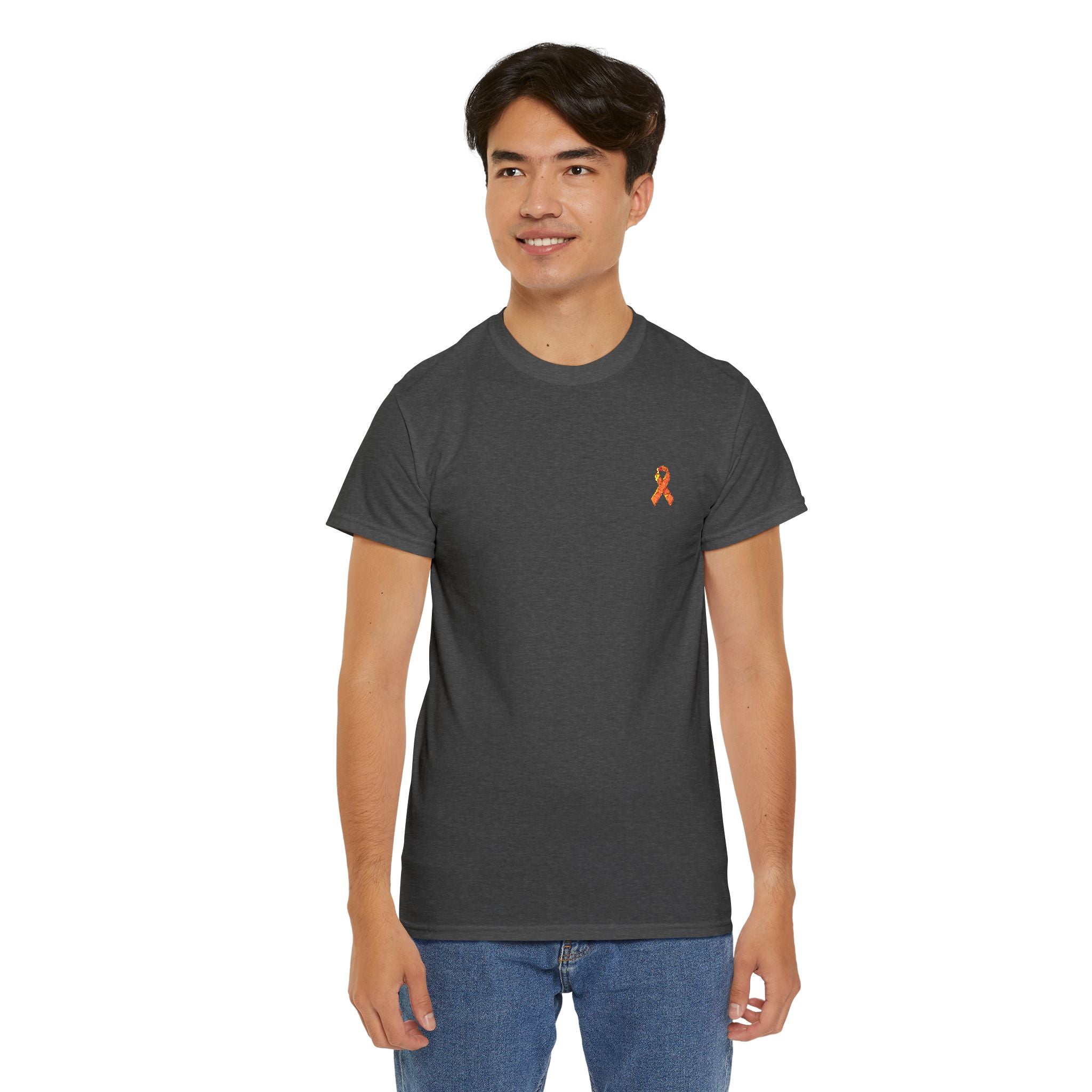 Unisex Shirt - gestickte Krebsschleife Orange -  50% vom Gewinn spende ich gemeinnützig