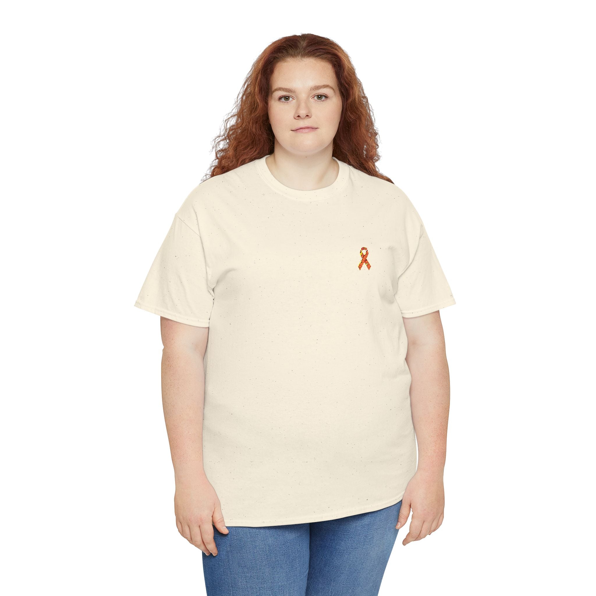 Unisex Shirt - gestickte Krebsschleife Orange -  50% vom Gewinn spende ich gemeinnützig