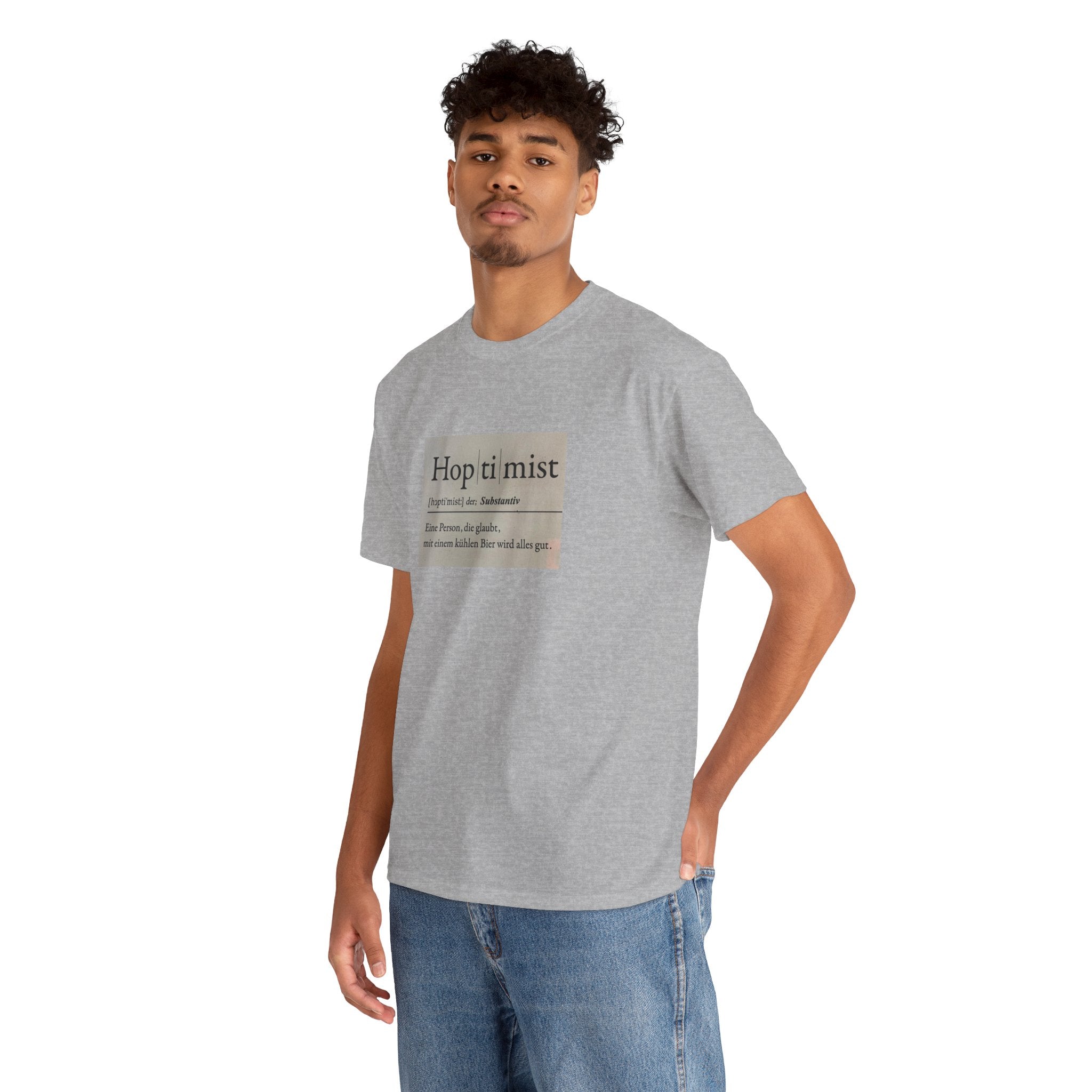 Hop ti mist Vintage Text Tee — Minimal German Phrase Shirt