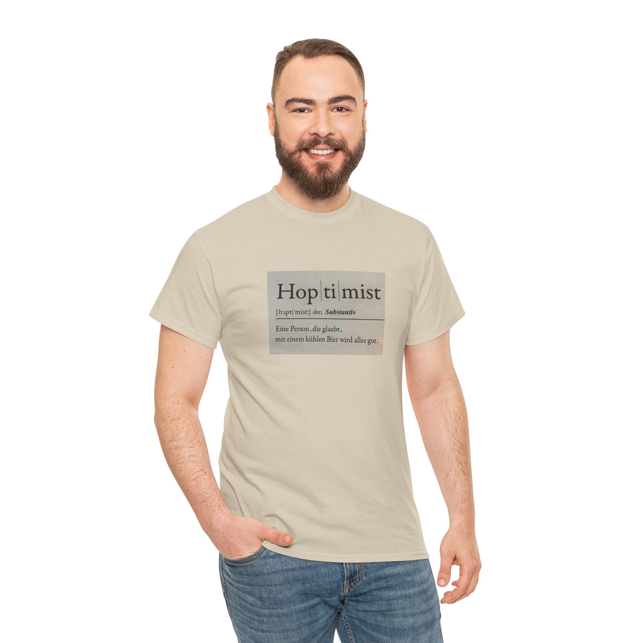 Hop ti mist Vintage Text Tee — Minimal German Phrase Shirt