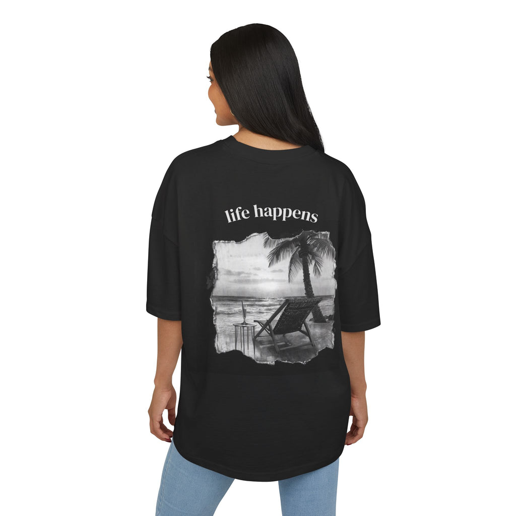 Box Tee - "life happens" Beach Graphic Tee