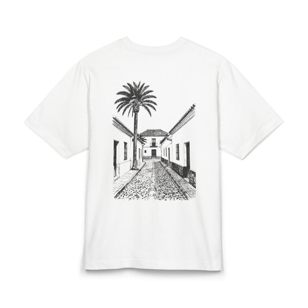 Street Palm Tee — Vintage Cobblestone Photography T‑Shirt