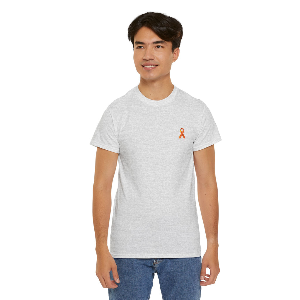 Unisex Shirt - gestickte Krebsschleife Orange -  50% vom Gewinn spende ich gemeinnützig